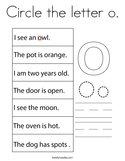 Circle the letter o Coloring Page