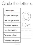 Circle the letter o Coloring Page