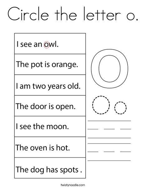 Circle the letter o. Coloring Page