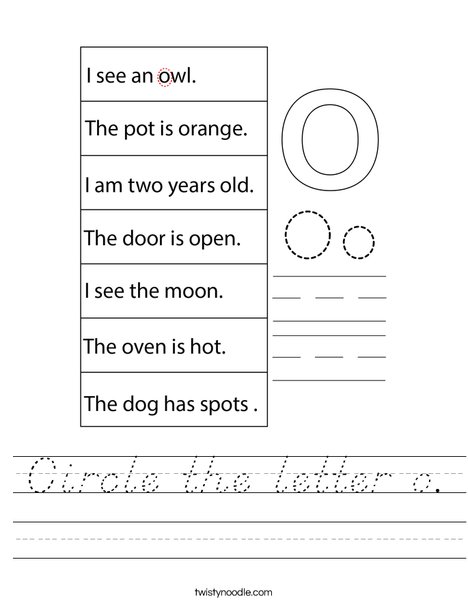 Circle the letter o. Worksheet