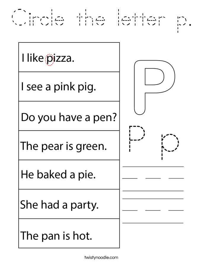 Circle the letter p. Coloring Page