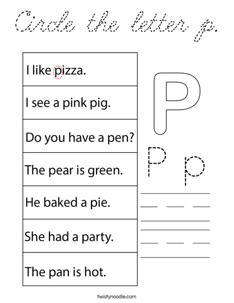 Circle the letter p. Coloring Page