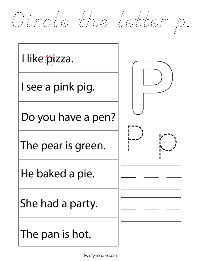 Circle the letter p. Coloring Page
