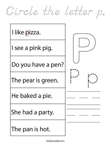 Circle the letter p. Coloring Page
