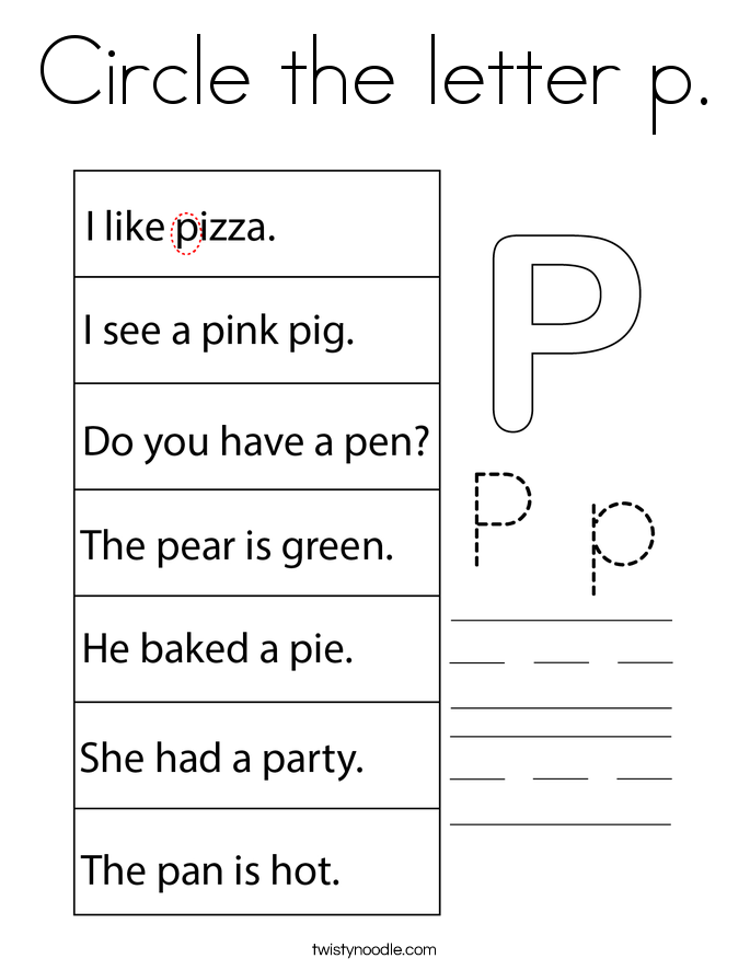 Circle the letter p. Coloring Page