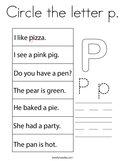 Circle the letter p Coloring Page