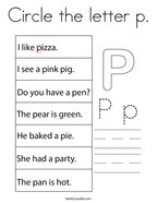 Circle the letter p Coloring Page