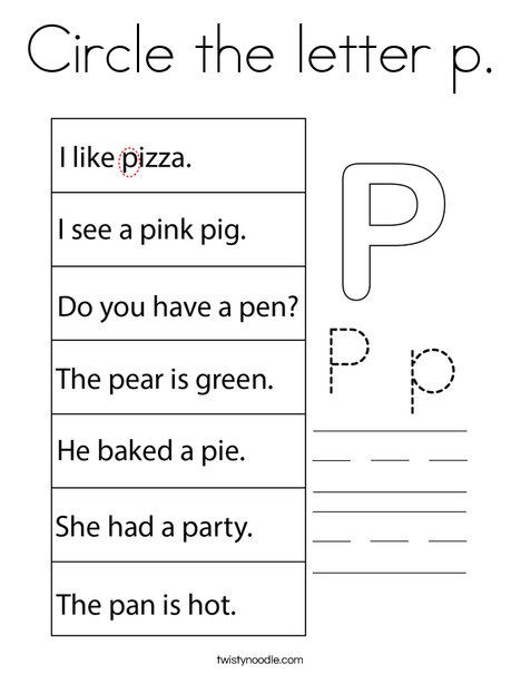 Circle the letter p. Coloring Page