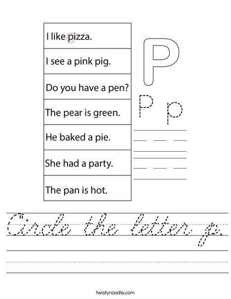 Circle the letter p. Worksheet