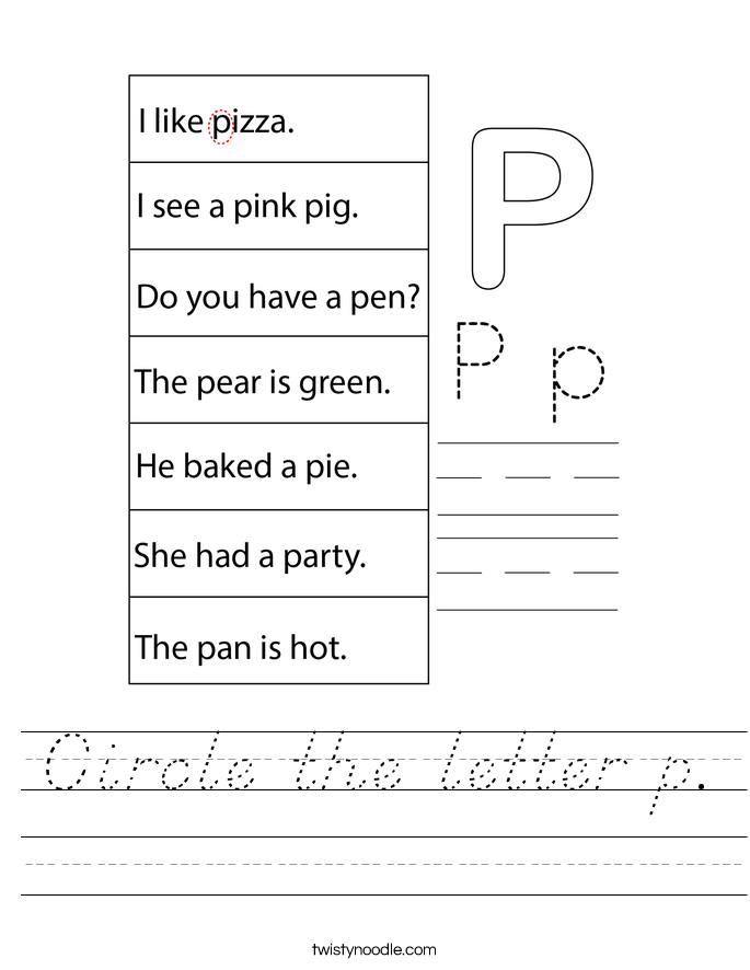 Circle the letter p. Worksheet