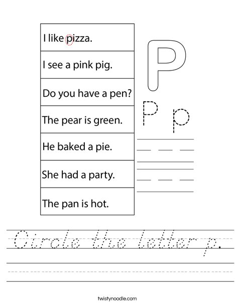 Circle the letter p. Worksheet