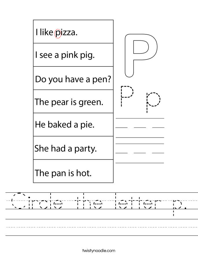 Circle the letter p. Worksheet