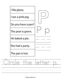 Circle the letter p. Worksheet