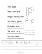 Circle the letter p Handwriting Sheet