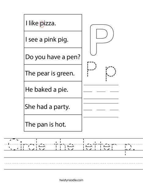 Circle the letter p. Worksheet