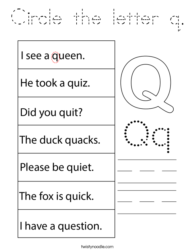 Circle the letter q. Coloring Page