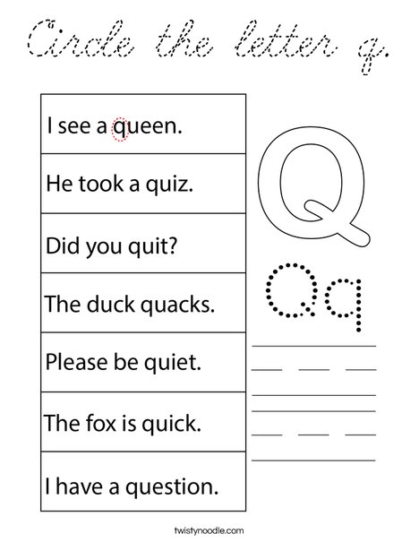 Circle the letter q. Coloring Page