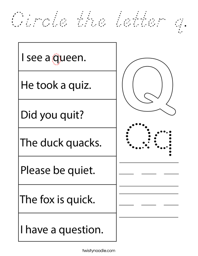 Circle the letter q. Coloring Page
