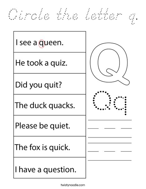 Circle the letter q. Coloring Page
