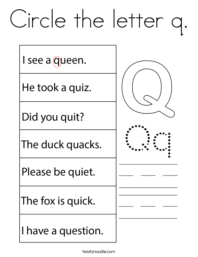 Circle the letter q. Coloring Page