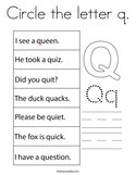 Circle the letter q Coloring Page