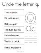 Circle the letter q Coloring Page