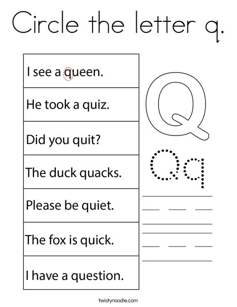 Circle the letter q. Coloring Page