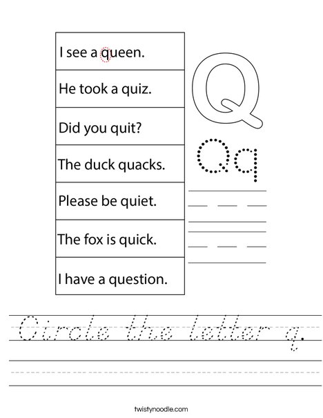 Circle the letter q. Worksheet