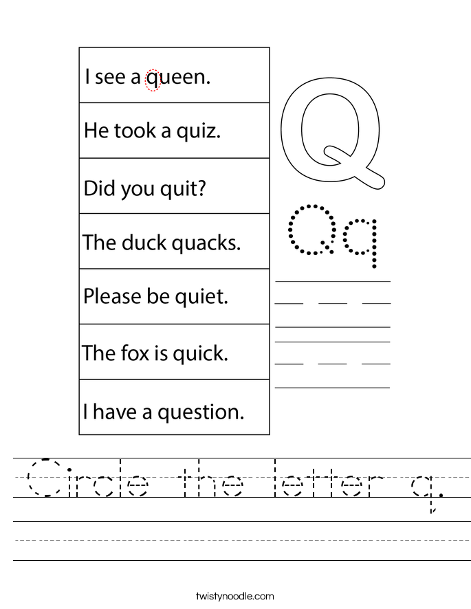 Circle the letter q. Worksheet