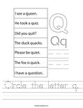 Circle the letter q. Worksheet