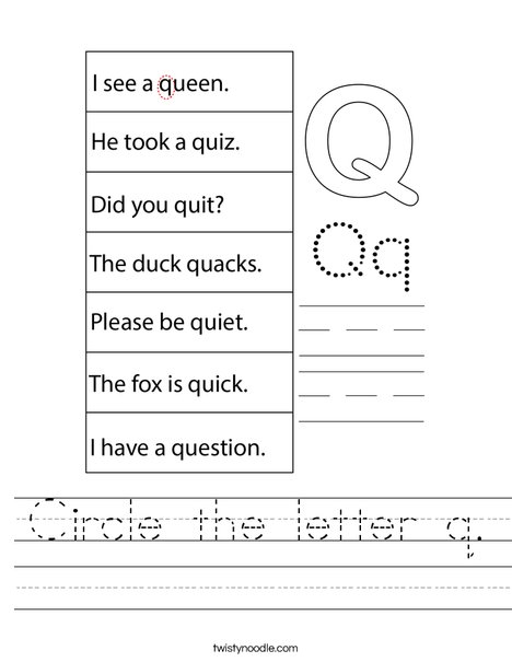 Circle the letter q. Worksheet