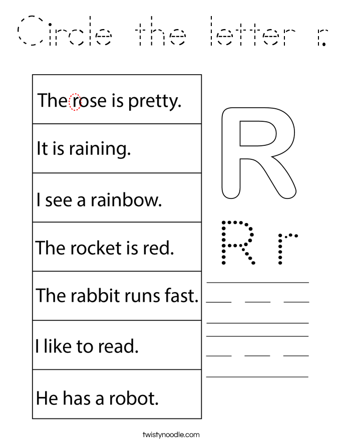 Circle the letter r. Coloring Page