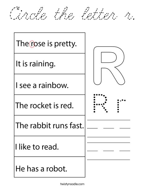 Circle the letter r. Coloring Page