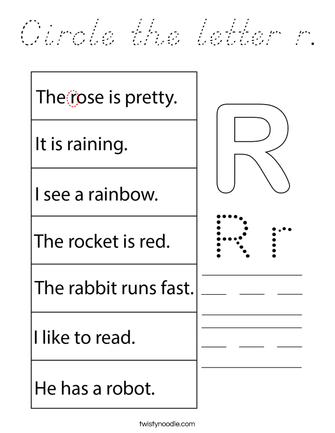 Circle the letter r. Coloring Page