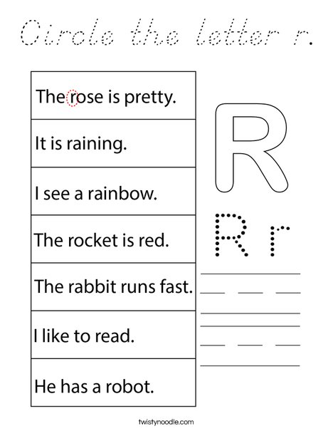 Circle the letter r. Coloring Page