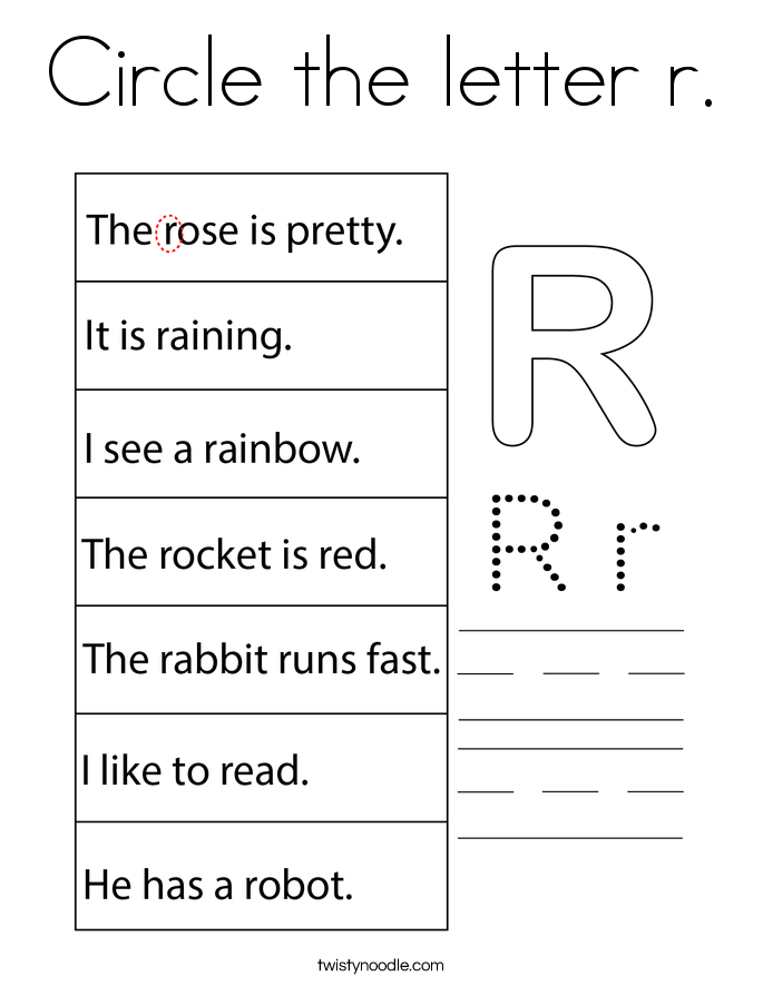 Circle the letter r. Coloring Page