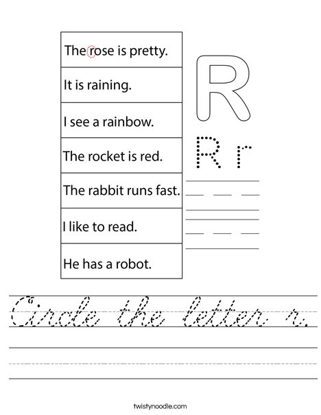 Circle the letter r. Worksheet