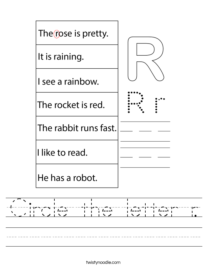 Circle the letter r. Worksheet