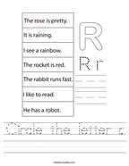 Circle the letter r Handwriting Sheet