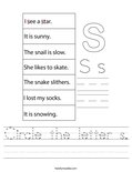 Circle the letter s. Worksheet