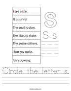 Circle the letter s Handwriting Sheet