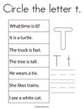 Circle the letter t. Coloring Page