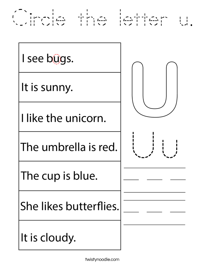 Circle the letter u. Coloring Page