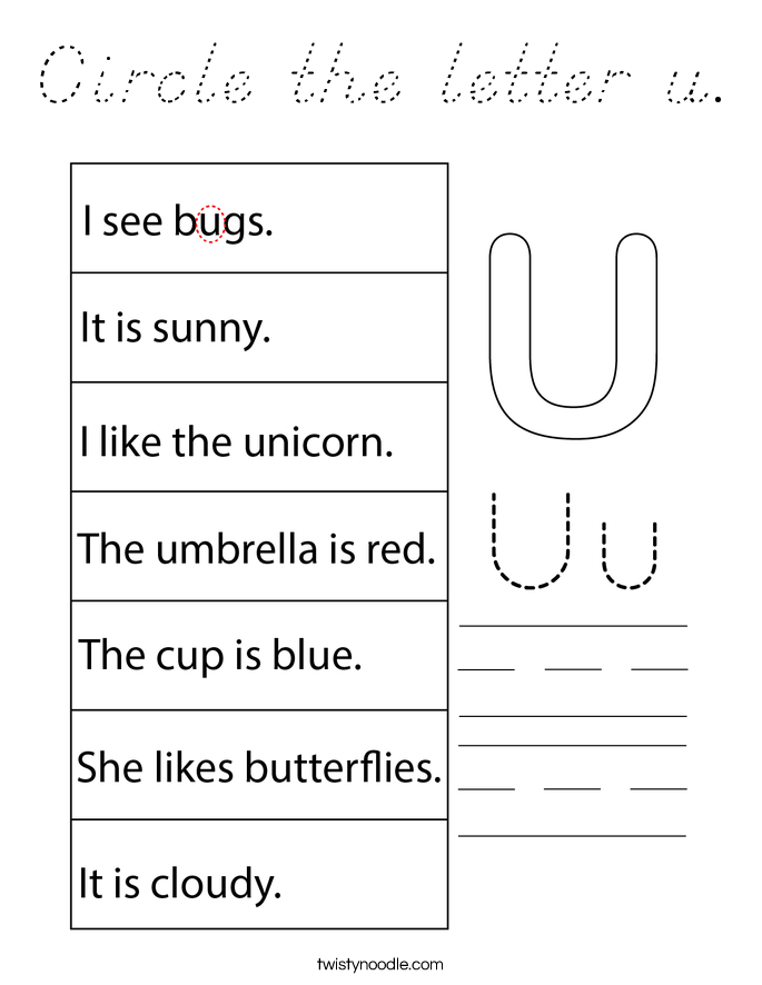 Circle the letter u. Coloring Page