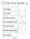 Circle the letter u Coloring Page