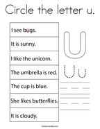 Circle the letter u Coloring Page