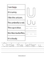 Circle the letter u Handwriting Sheet