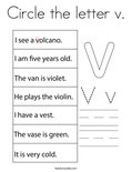 Circle the letter v. Coloring Page