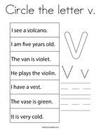 Circle the letter v Coloring Page