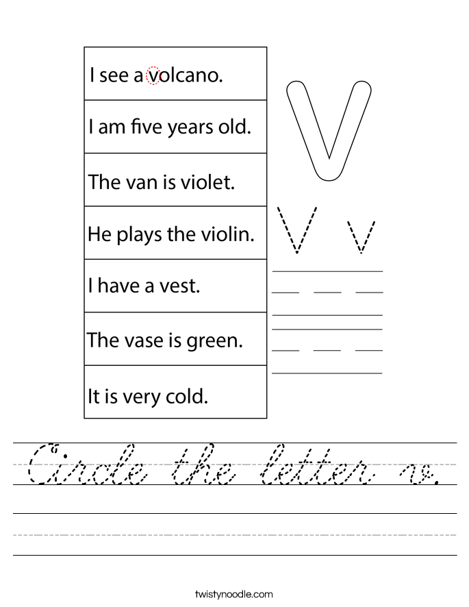 Circle the letter v. Worksheet
